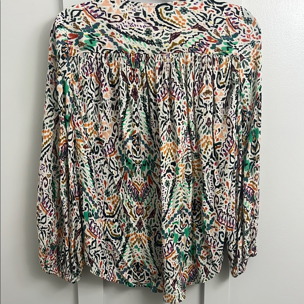 Zara Cream and Pink Puff Sleeve Blouse - Picture 7 of 8